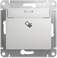 Выключатель карточный с подсветкой без рамки Systeme Electric Glossa 1-кл. алюминий картинка